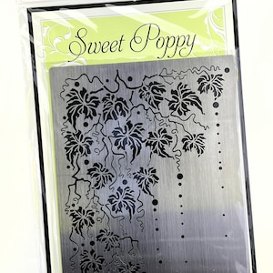 Sweet Poppy メタル Lavinia Fall バックプレート ステンシル - 7.75インチ x 5.75インチ - 中古、未使用 - アート、クラフト、ミックスメディア、スクラップブッキング、カード作りに