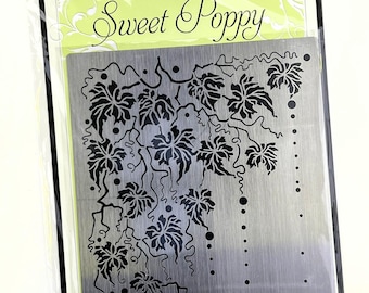 Sweet Poppy Metal Lavinia Fall Back Plate Stencil - 7.75" x 5.75"- Preowned, Unused - for Art, Craft, Mixed Media, Scrapbooking, Card Making