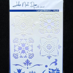 John Next Door LG-stencil - masker JND 165 Italiaanse tegel 8 x 6 inch - tweedehands - ongebruikt - voor kunst, ambacht, mixed media, scrapbooking of kaarten maken