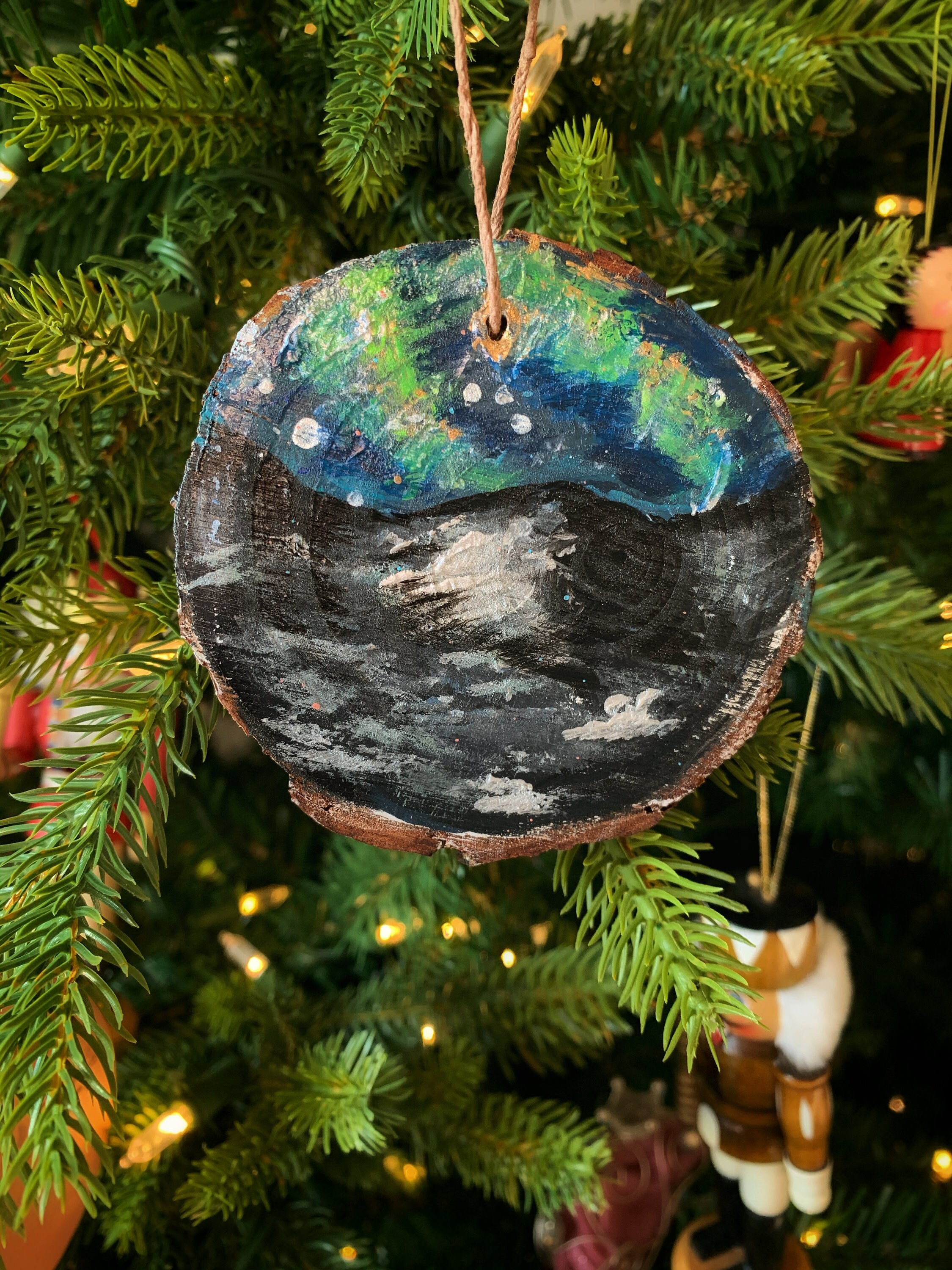 Hand Painted Northern Lights Ornament By Siri Etsy