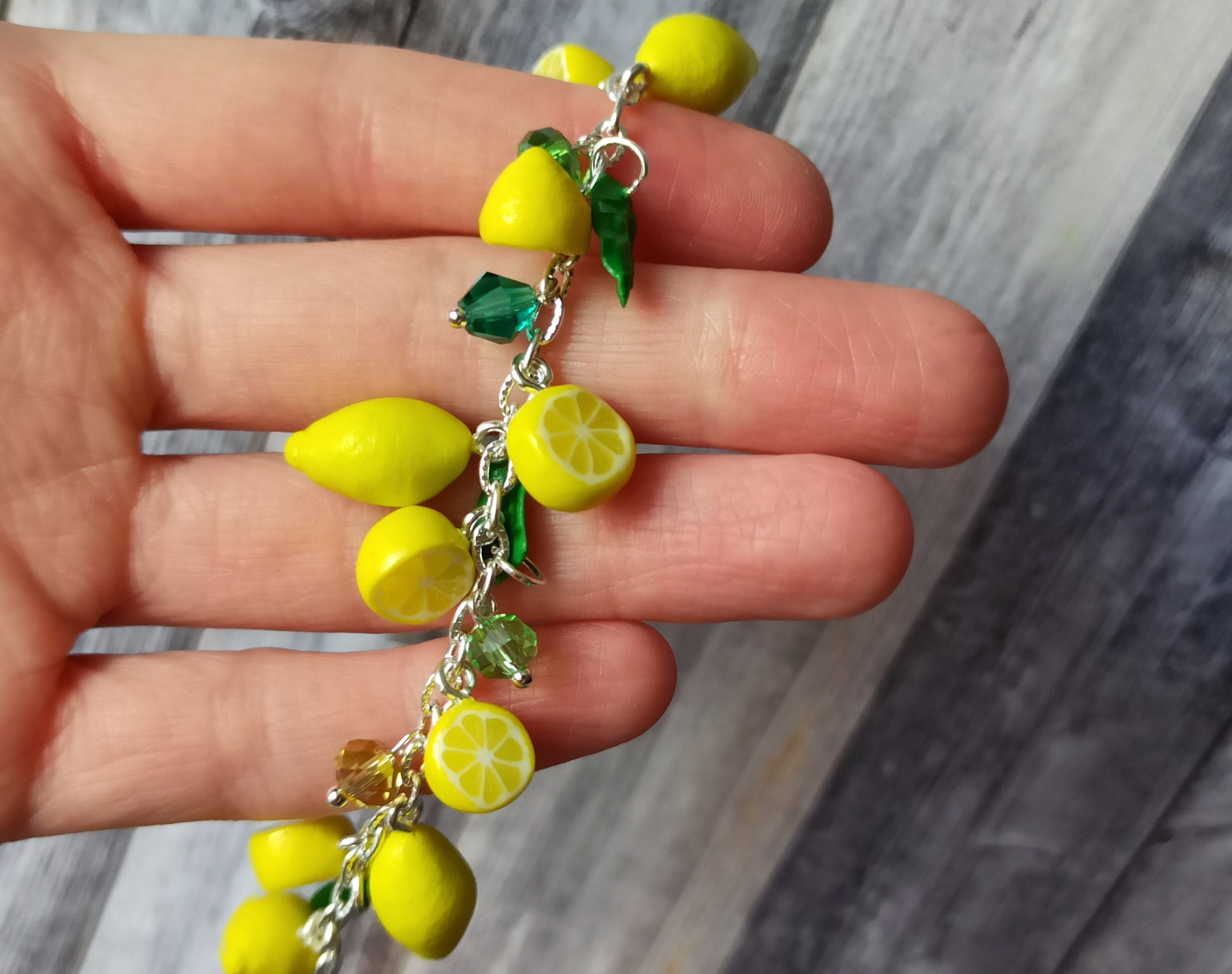 Lemon bracelet Citrus fruit jewelry Summer jewelry Polymer Etsy