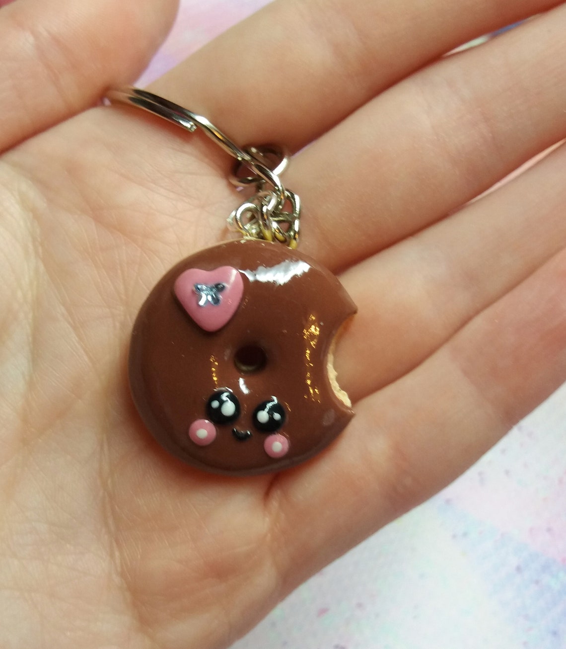 Donut keychain Miniature food keyring Best friend keychain Etsy