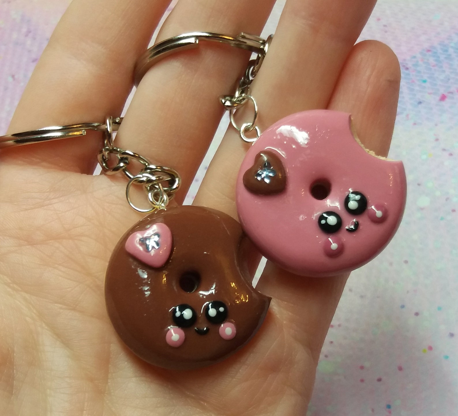 Donut keychain Miniature food keyring Best friend keychain Etsy