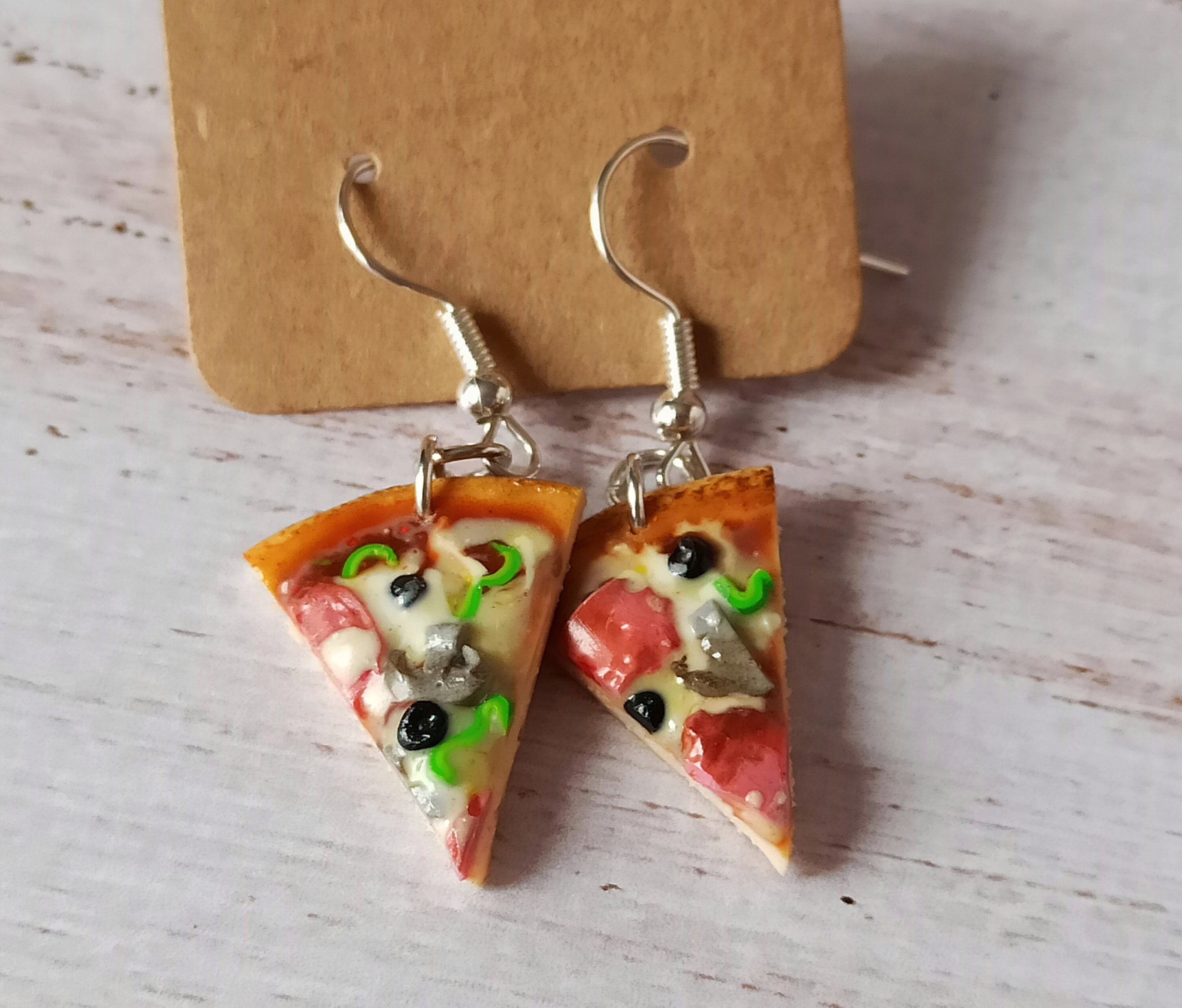Pizza earrings Pizza slices jewelry Miniature food jewelry Etsy