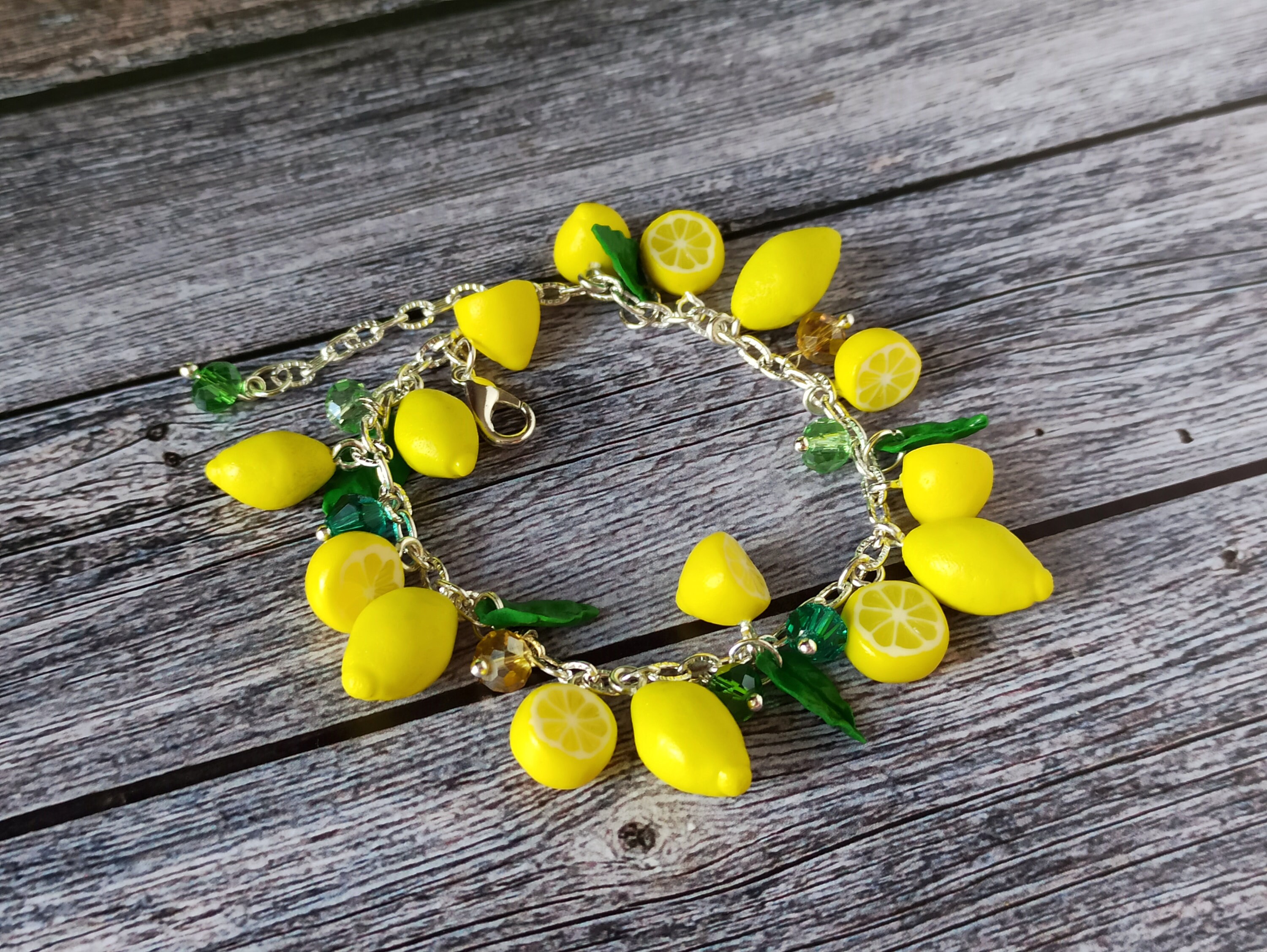 Lemon bracelet Citrus fruit jewelry Summer jewelry Polymer Etsy