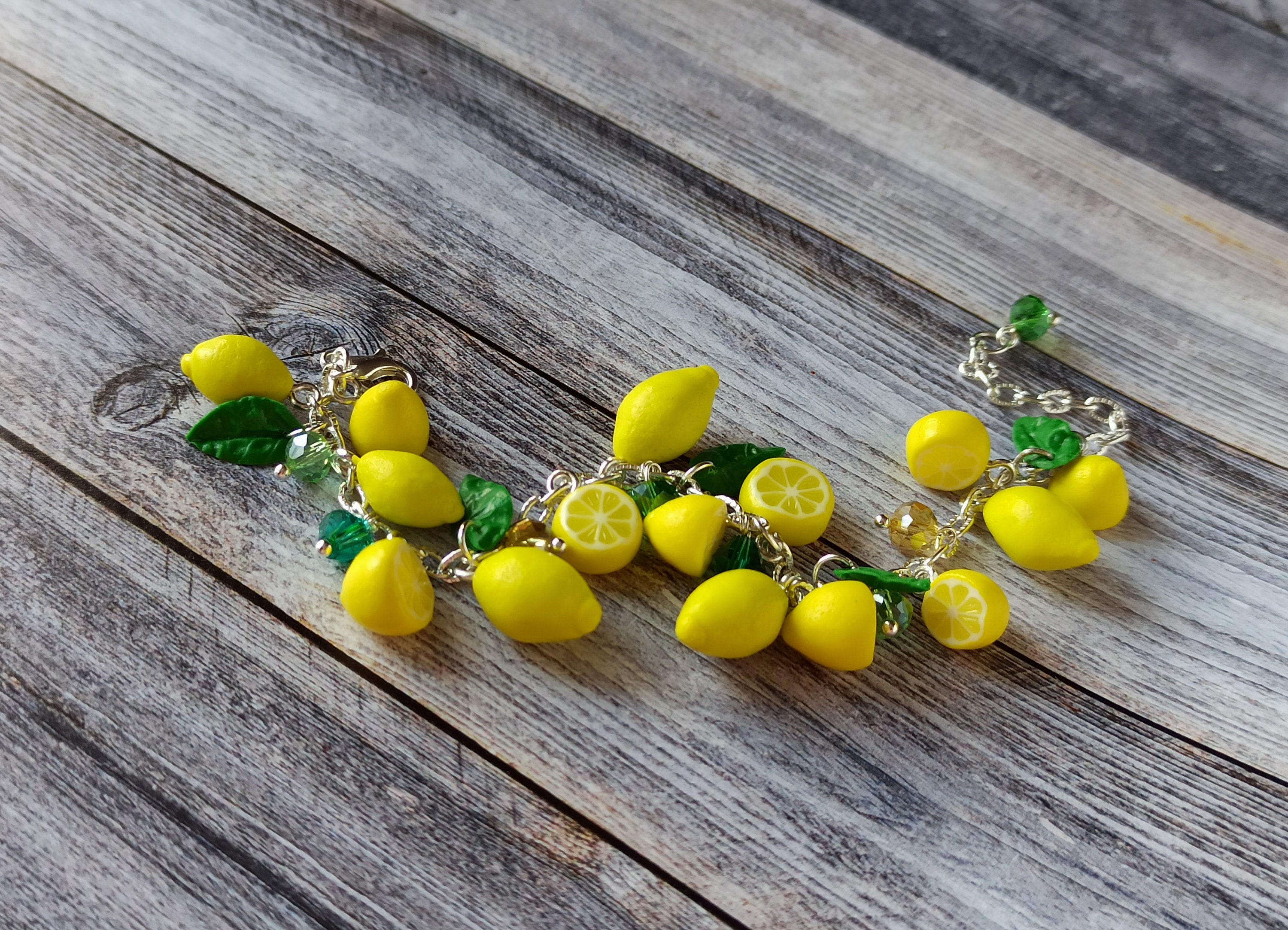 Lemon bracelet Citrus fruit jewelry Summer jewelry Polymer Etsy