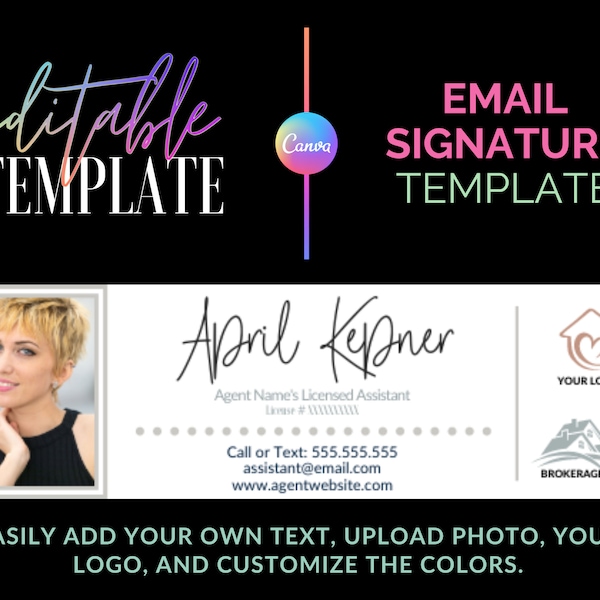 Email Signature Template Canva Real Estate Editable Template REALTOR Email Transaction Coordinator Email Realtor Branding