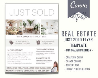 Professional Real Estate Marketing Flyer - Editable Canva Template for Announcing Recently Sold Properties