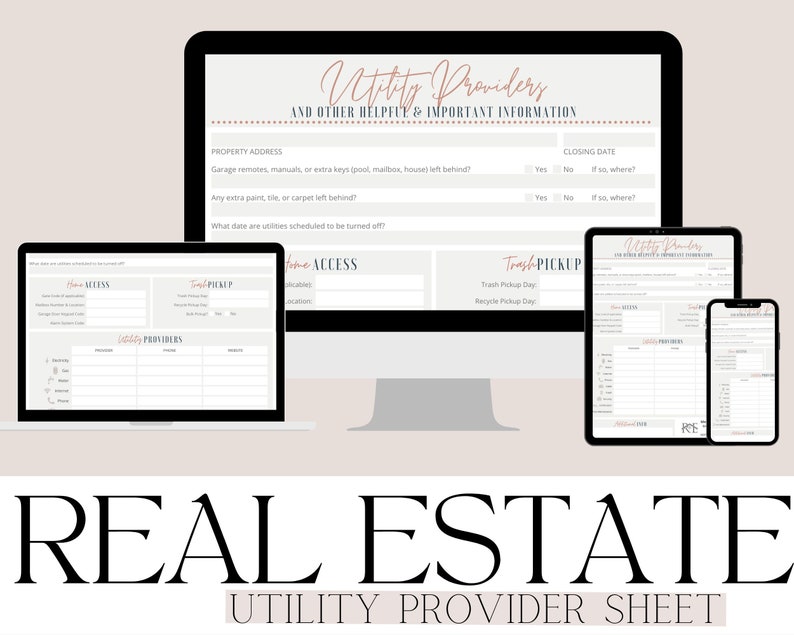 Utility Provider Sheet for Home Buyers Helpful Information on Real