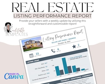 Real Estate Listing Performance Report Template: Weekly Seller Update (Canva)