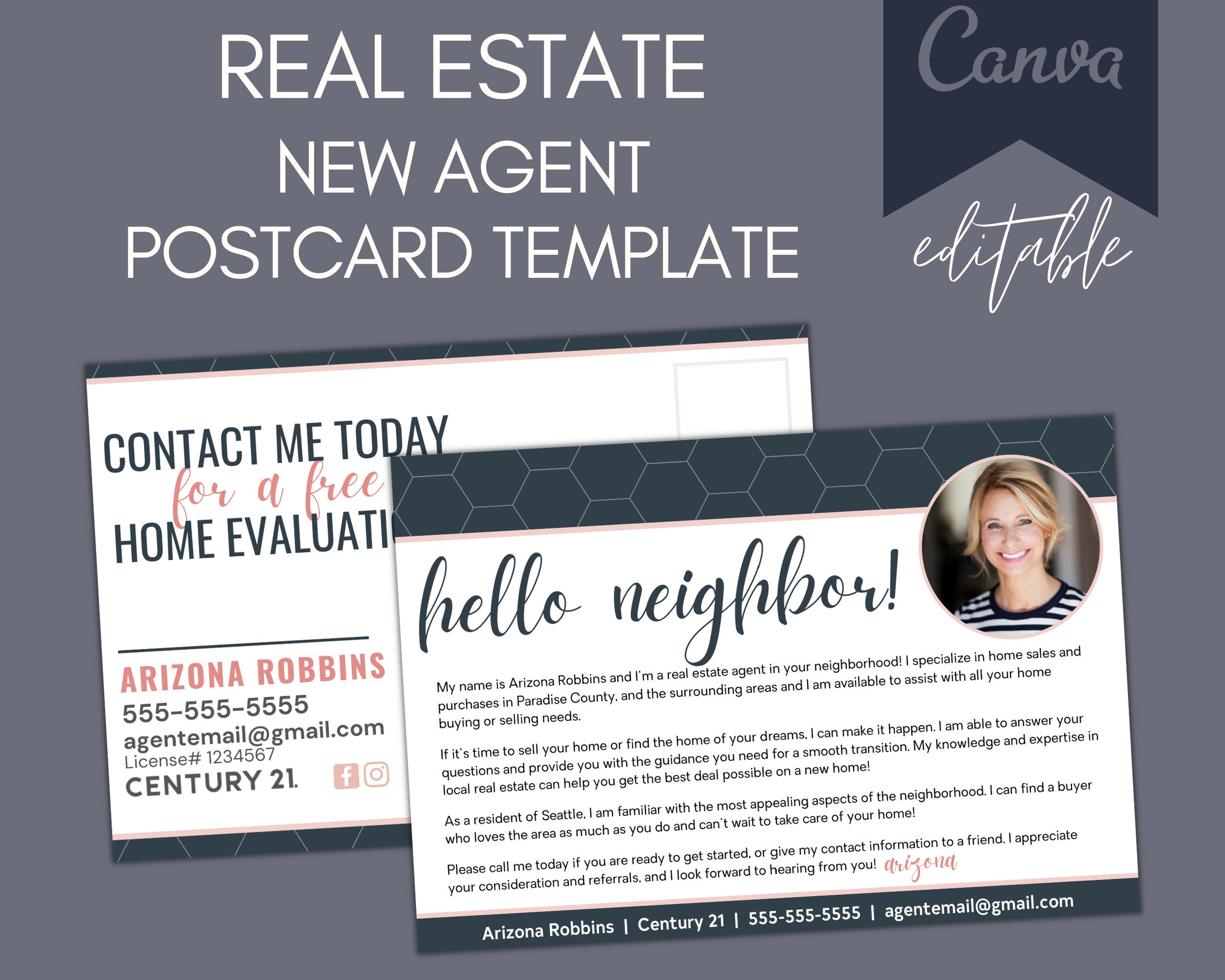 Real Estate Farming Postcard New Agent Postcard Template Etsy