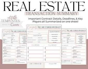 Real Estate Transaction Summary Template: Realtor Under Contract Timeline (Canva Template)