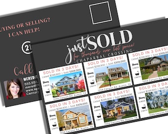 Just Sold Real Estate Postcard Canva Editable Template Realtor Farming Just Sold Mailer Real Estate Agent Marketing Postcard