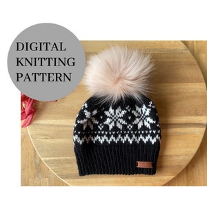 Fair Isle Beanie Stickmönster 8-trådiga DK Snöflingor