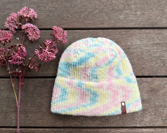 Bonnet tricoté main | Bordure double | Laine mérinos