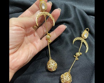 22K Gold-Plated Jhumka Earrings: Filigree Indian Bridal Jewelry