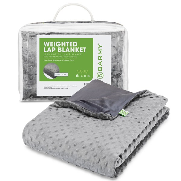 Weighted Lap Blanket (48"x24", 6lbs) Weighted Lap Pad With Removable Cover, 100% Cotton Inner Blanket