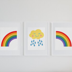 Rainbow Baby Nursery Decor, Digital Print Set, Set of 3 Digital Prints