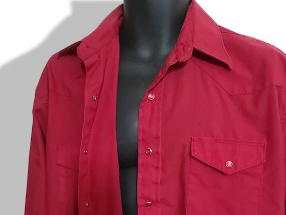 Chemise Wrangler Vintage Homme Taille S - Rouge Flanelle - Années 80/90 - Cowboy