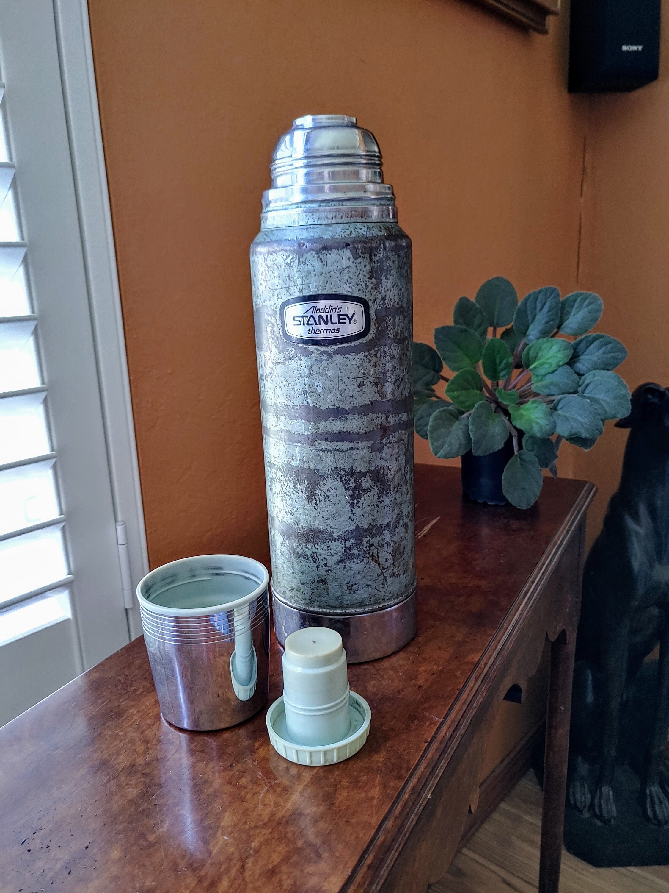 Vtg Aladdin Stanley 12 oz Insulated Coffee Mug Cup Travel w Original Lid  Style