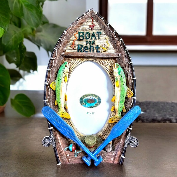Bilderrahmen in Ruderbootform, 3D-A-Rahmen, blau, grün, braun