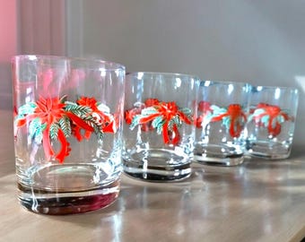 Mid Century Weihnachtsstern Gläser: Anchor Hocking Lowball Barzubehör, 4er Set