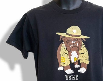 Vintage USMC Bulldog T-Shirt, Sergeant Major Jiggs, Size Large