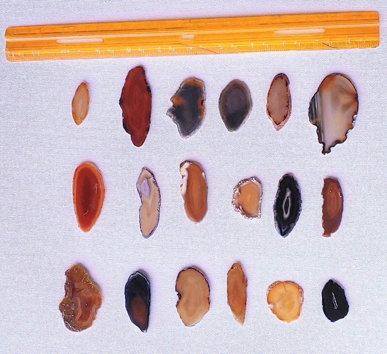 6 Beautiful Oval Polished Agate Slices Drilled Holes for Hanging on Some Set of 6 Small Agate slices Natural Colors