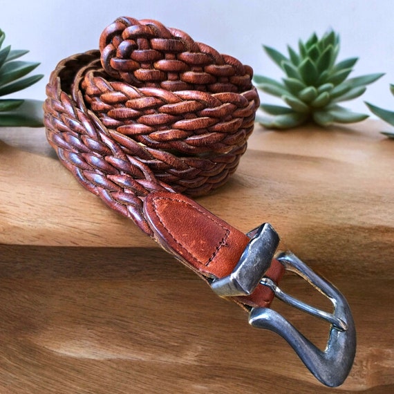 Vintage Woven Leather Belt: Mid Century Western Silver  display picture 1