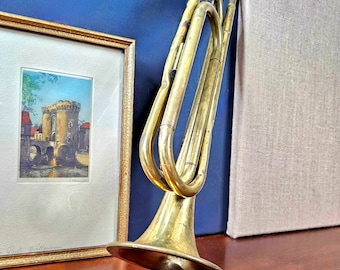 Vtg Wm. Frank Co. Chicago Ill Brass Field Trumpet (Bugle) with 7C Vincent Bach Corp. New York Mouthpiece