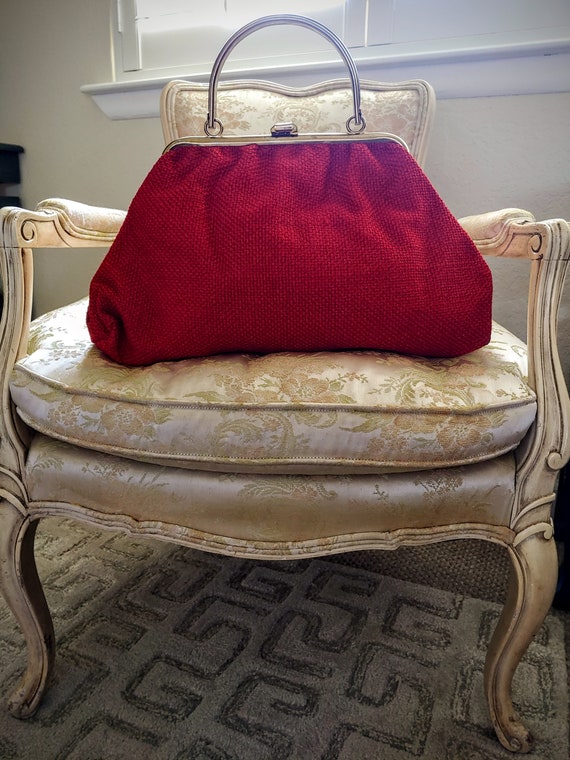 VINTAGE TOP Handle Red Handbag, JR U.S.A. Vintage