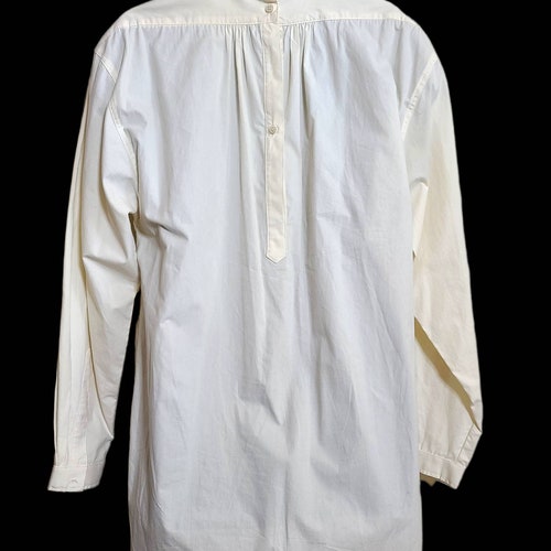 WahMaker Clothig Historical Frontier Clothing Bankers Gamblers Shirt Style 568340 Bib Front shops Band Collar Button Back Unbleached Cotton USA