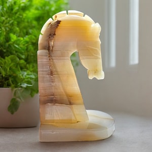 Vintage Pedrara Onyx Horse Head Bookend Figurine