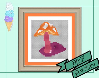 Lesbian Mushroom Mini Cross Stitch | WLW Pride | Pride Cross Stitch