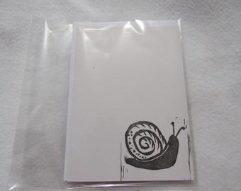 Hand Carved Snail Stamp Blank Greeting Card