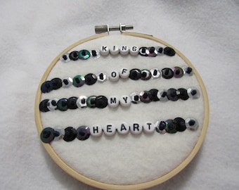 King of My Heart Friendship Bracelet Finished 4 Inch Embroidery Hoop