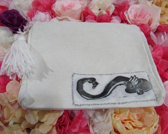 Hand Stamped Dragonair Cosmetic Pouch