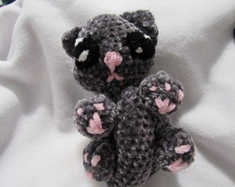 DISCOUNTED- Sad Grey Plush Crochet Kitten Plushie