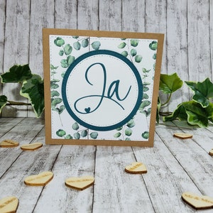 Hochzeitskarte, Glückwunschkarte Hochzeit, handgefertigt, Eukalyptus