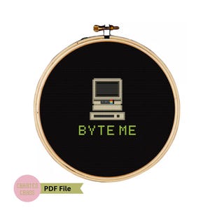 Modèle de point de croix BYTE ME (PDF, téléchargement numérique, document pris en charge Pattern Keeper inclus)