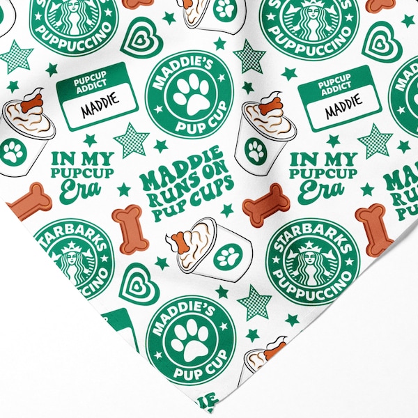 Custom Name Pup Cup Dog Bandana - Pup Cup Dog Bandana - Custom Pup Cup - Custom Christmas Dog - Custom Personalized Dog - Starbucks Bandana