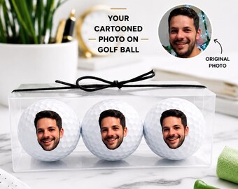 Cartoon Face Golf Balls, Custom Photo Ball Set, Funny Present for Him, Boyfriend Husband Groomsmen Favor
