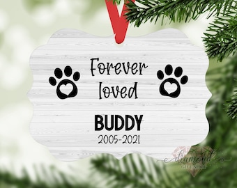 Pet Memorial Ornament, Dog Christmas Ornament, Cat Ornament, Custom Dog Name Christmas Ornament, Memorial Gift for Loss of Dog or Cat