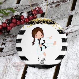 Karate Ornament | Children's Karate Christmas Ornament | Personalized Girl Karate Ornament | Karate Gift | Kids Ornament | Sports Ornament