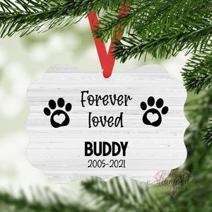 Pet Memorial Ornament, Dog Christmas Ornament, Cat Ornament, Custom Dog Name Christmas Ornament, Memorial Gift for Loss of Dog or Cat