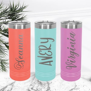 Personalized Tumbler with Straw, Insulated Tumbler, Bridesmaid Tumbler, Custom Tumbler, Stainless Steel Cup, Skinny Tumbler, Girls Trip