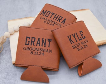 Groomsmen Can Cooler Holder, Groomsmen Gifts, Groomsmen Proposal, Engraved Can Cooler, Beer Can Holder, Bottle Holder, Personalized Gifts