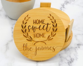 Housewarming Gift, Personalized Coasters, Engraved Coasters, Wood Coaster, Custom Coasters, Personalized Wedding Coasters, Monogram Coasters