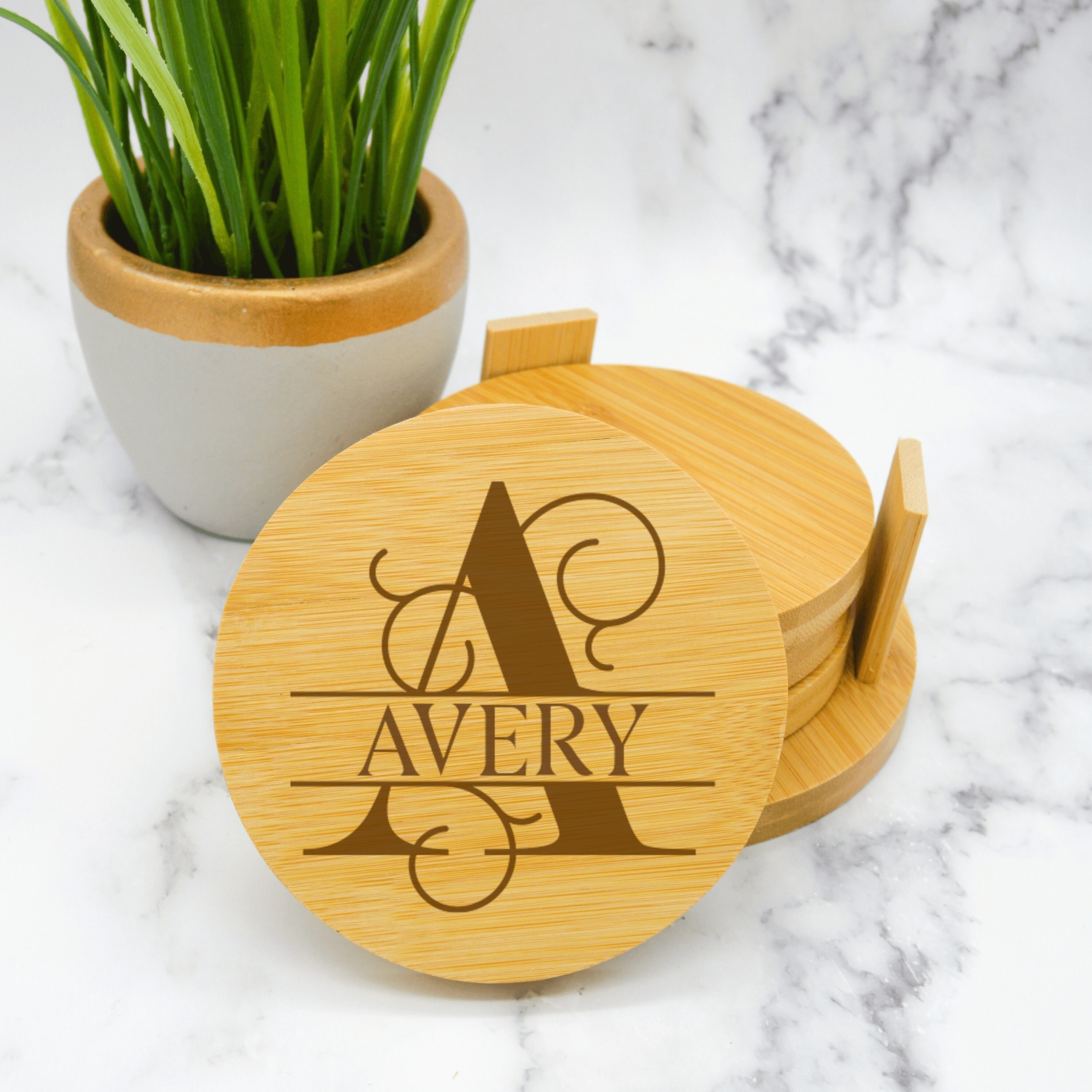 Monogram coasters cheap for drinks