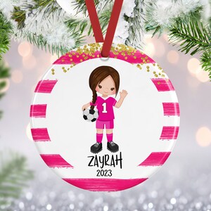 Girl Soccer Ornament | Christmas Ornament | Personalized Soccer Ornament | Soccer Player Gift | Soccer Gift | Kids Ornament, Sports Ornament